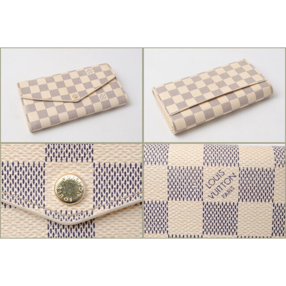 Louis Vuitton Damier Azur White wallet long Portefeuille Sarah - Picture 2 of 5
